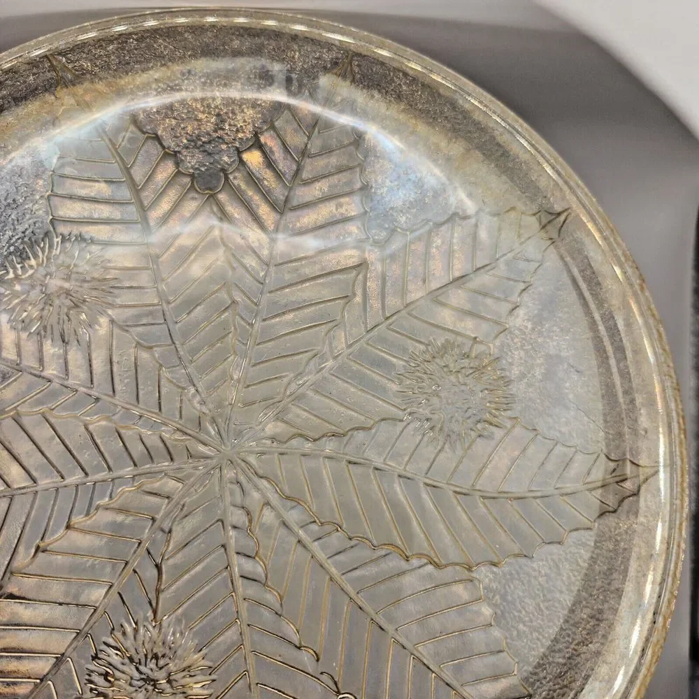 3 Vintage French Luminarc CHATAIGNIER Plates‎ Gold Iridescent Chestnut Tree